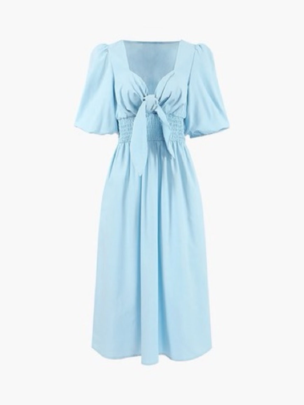 Commense linen Cotton Front Tie front maxi dress blue coastal cottage